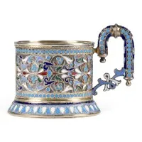 Kleine cloisonné-emaille theeglashouder