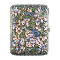 CLOISONNÉ-EMAIL-ZIGARETTENETUI MIT AKANTHUSRANKEN