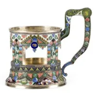 Bardzo fine szkło do herbaty emaliowane cloisonné