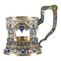 Zeer fijne cloisonné-emaille theeglashouder
