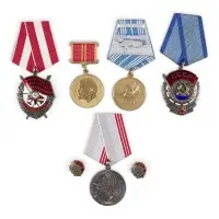 Verzameling van zeven medailles, orden en insignes