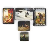 Collection de cinq boîtes laquées