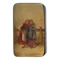 Lakdoosje met twee boerenmeisjes