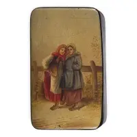 Lakdoosje met twee boerenmeisjes