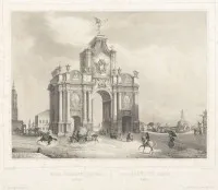 Gezicht op de Rode Poort in Moskou