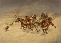 Slee-vlucht voor wolven