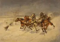 Fuite en traîneau devant les loups