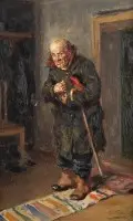 Oude man met wandelstok