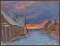 Dorp in de sneeuw