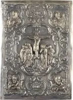 Plaque d'évangéliaire avec la Crucifixion et les évangélistes