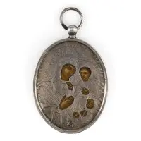 Pendentif icône de la Mère de Dieu 'Iwerskaja' avec oklad en argent