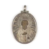 Pendentif icône de saint Serge de Radonège avec oklad en argent