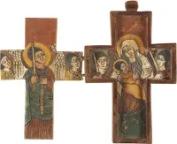 Pendentif de croix copte avec la Mère de Dieu et les archanges