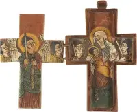 Pendentif de croix copte avec la Mère de Dieu et les archanges