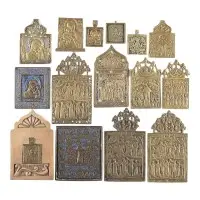 Collection de 15 icônes en bronze représentant la Mère de Dieu