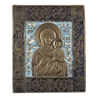 Icône en bronze avec la Vierge de Smolensk
