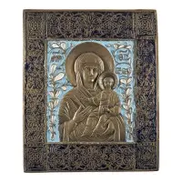 Icône en bronze avec la Vierge de Smolensk