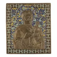 Grote bronzen icoon met de Moeder Gods van Smolensk