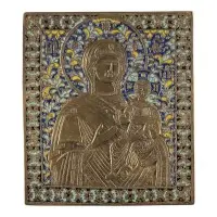 Grande icône en bronze avec la Mère de Dieu de Smolensk