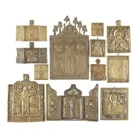 Collection de douze icônes en bronze avec des saints choisis