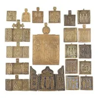 Collection de 20 icônes en bronze avec des saints sélectionnés