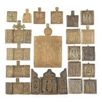 Collection de 20 icônes en bronze avec des saints sélectionnés