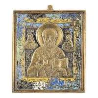 Icône en bronze avec saint Nicolas de Myre