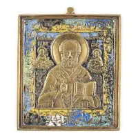Icône en bronze avec saint Nicolas de Myre