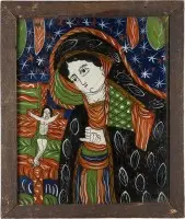 Grande icône sur verre avec la Vierge des Douleurs