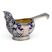 Velmi velký kovš s cloisonné smaltem a dvouhlavým orlem