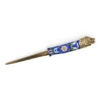 Coupe-papier en émaux cloisonnés avec tête de lion