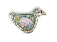 Boîte à pilules cloisonné-émail en forme de colombe