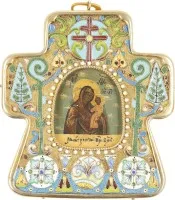 Icône cloisonné-émail avec la Mère de Dieu 'Tobolskaïa'