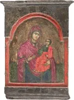 Twee middenpanelen van triptieken met de Moeder Gods Hodegetria