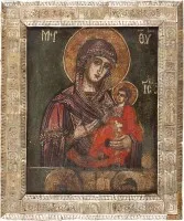 Icône de la Mère de Dieu Hodegetria avec cadre en nacre