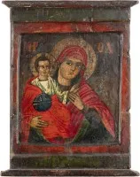 Partie centrale d'un triptyque avec la Mère de Dieu