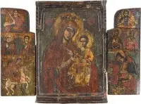 Triptyque avec la Mère de Dieu Hodegetria et des saints choisis