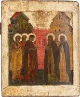Icône de l'apparition de la Mère de Dieu devant saint Serge de Radonège