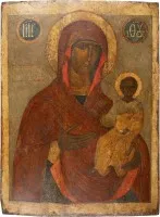 MONUMENTALE IKONE MIT DER GOTTESMUTTER VON SMOLENSK (SMOLENSKAJA) AUS EINER KIRCHEN-IKONOSTASE