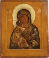 FEINE IKONE MIT DER GOTTESMUTTER VON WLADIMIR (WLADIMIRSKAJA)