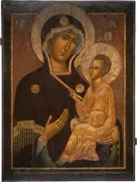 MONUMENTALE DATIERTE IKONE MIT DER GOTTESMUTTER VON TICHWIN (TICHWINSKAJA) AUS EINER KIRCHEN-IKONOSTASE