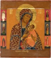 IKONE MIT DER GOTTESMUTTER 'O VSEPETAJA MATI' (OH DU VON ALLEN GEPRIESENE MUTTER)