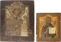 Deux icônes : saint Nicolas de Myre et Mère de Dieu d'une déisis