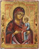 Petite icône rare de format réduit avec la Mère de Dieu 'Gruzinskaïa' (de Géorgie)