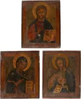 Three-part Deesis: Christ Pantocrator flanked by the Mother of God and John the Forerunner