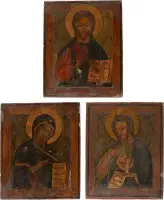 Trojitá Deesis: Kristus Pantokrator po stranách s Bohorodičkou a Janem Předchůdcem