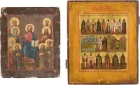 Dvě ikony: rozšířená Deesis a menaionová ikona