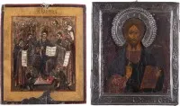 Dvě ikony: Kristus Pantokrator a rozšířená deesis