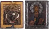 Dvě ikony: Kristus Pantokrator a rozšířená deesis