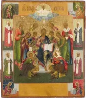 Ikona s rozšířeným Deesis a čtyřmi evangelisty